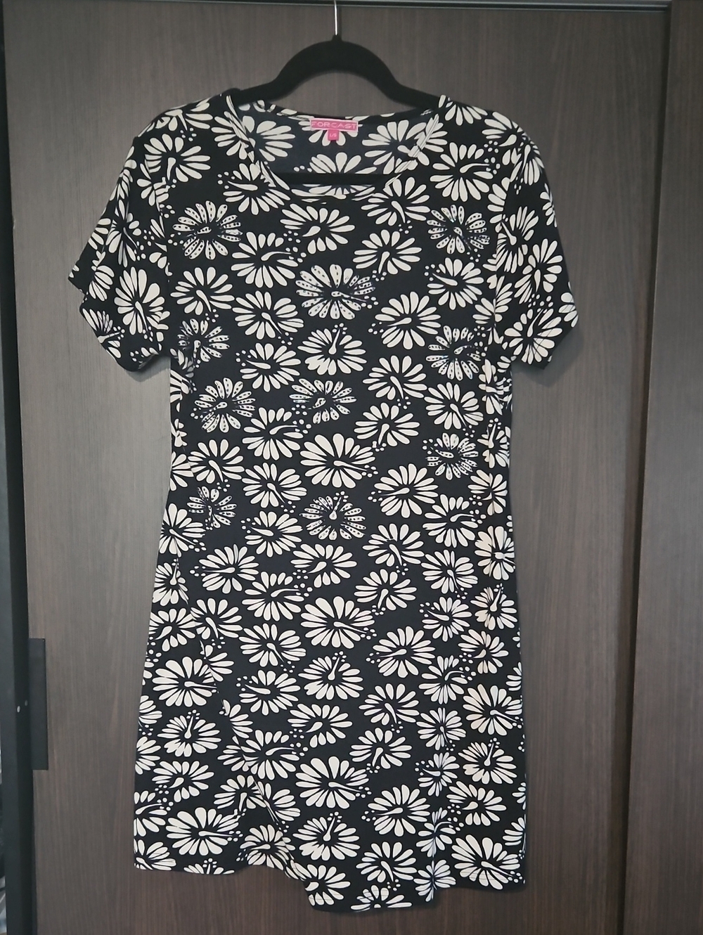 Forcast Black and White Daisy Print Mini Dress